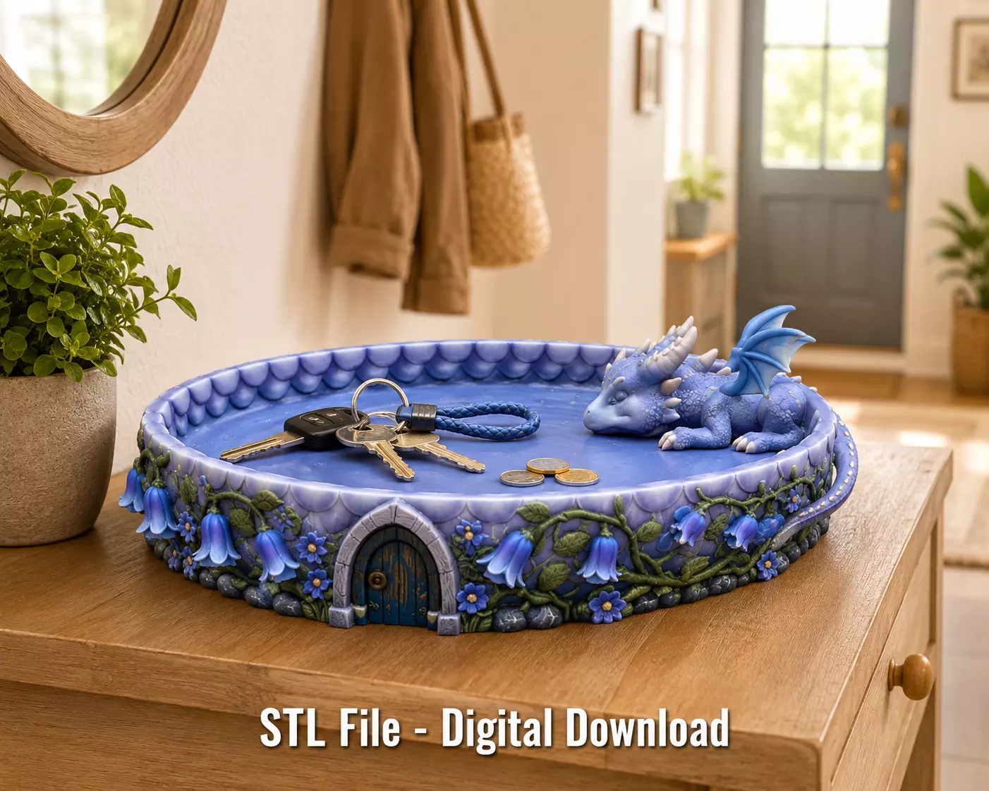 Sleeping Baby Dragon Tray STL File for 3D Print 3D print model