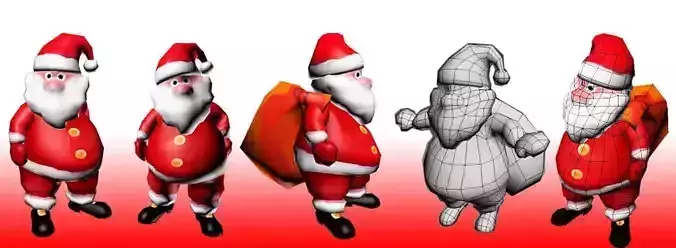Cartoon Santa Claus Low-poly 3D model