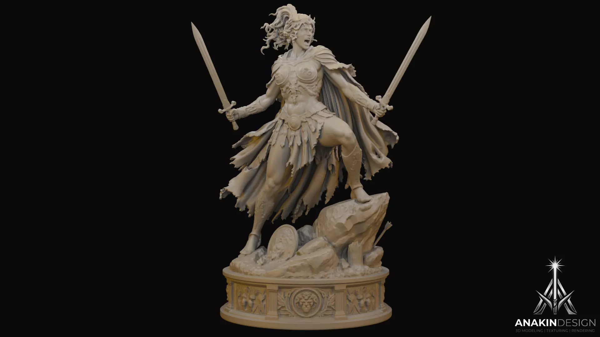 Mythological Berserker Amazon Statue 3D Print Model 3D print model