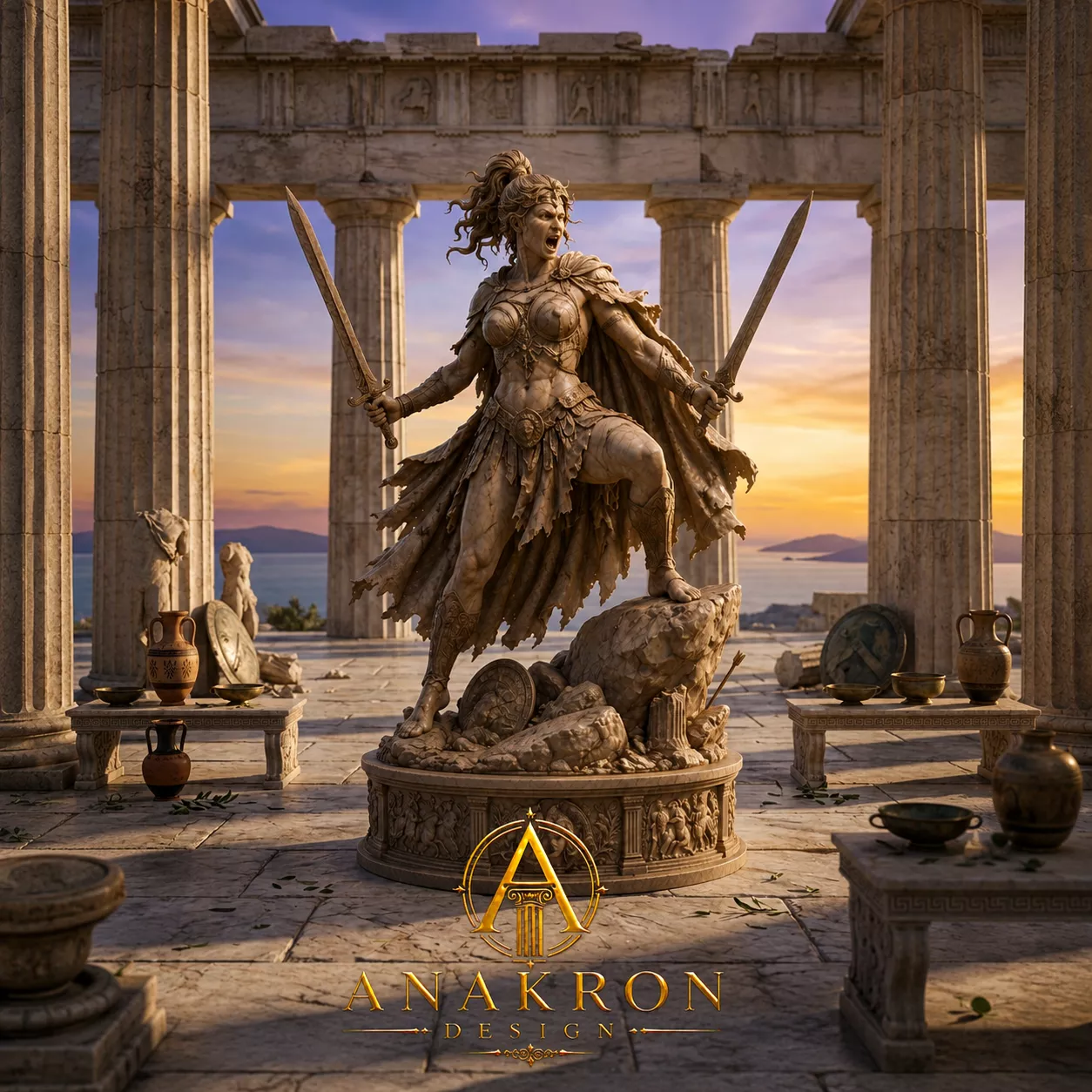 Mythological Berserker Amazon Statue 3D Print Model 3D print model