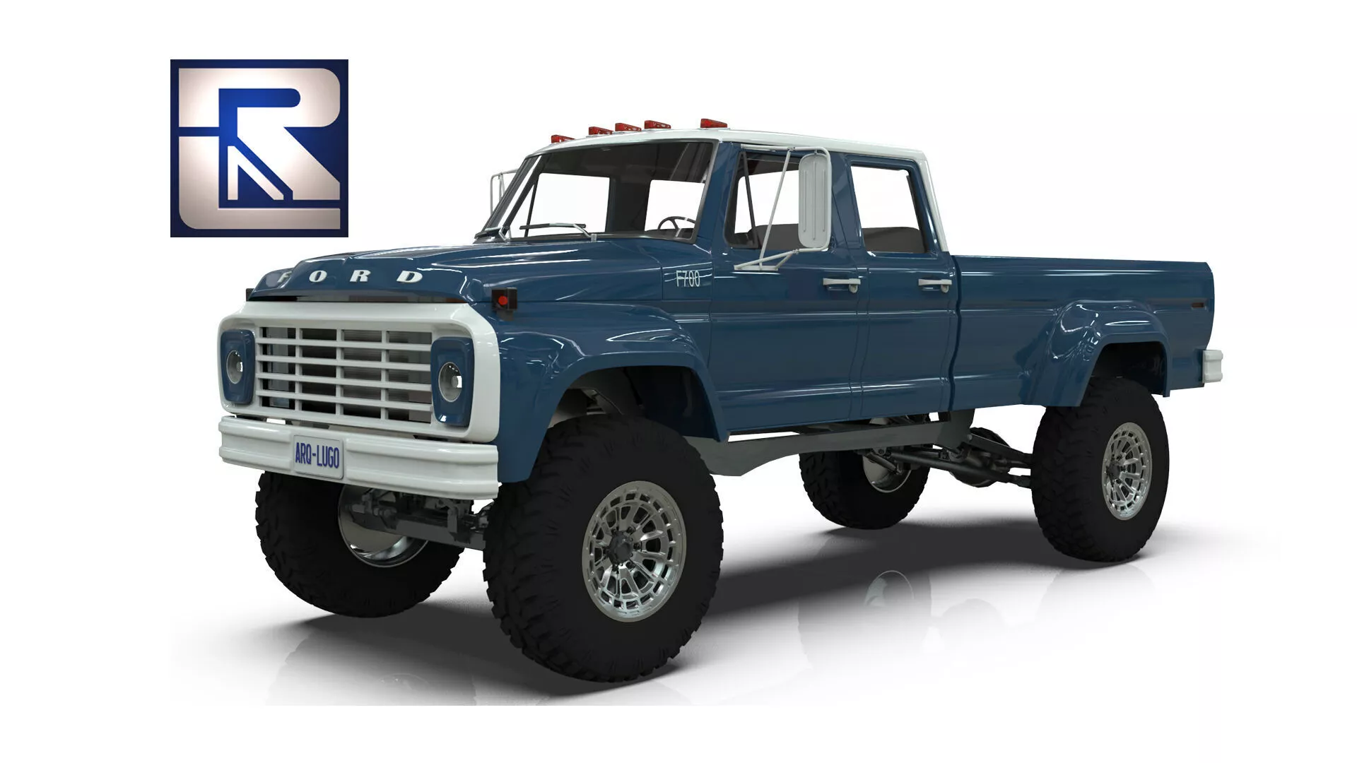 1975 F700 Crew Cab Custom Lifted 4x4 Off Road Truck 3D model