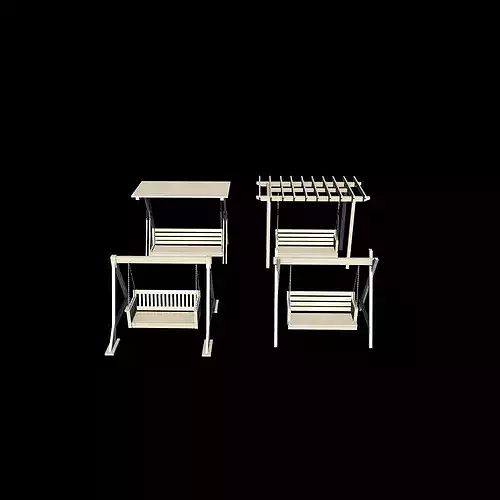Wooden swing set 3D model 7