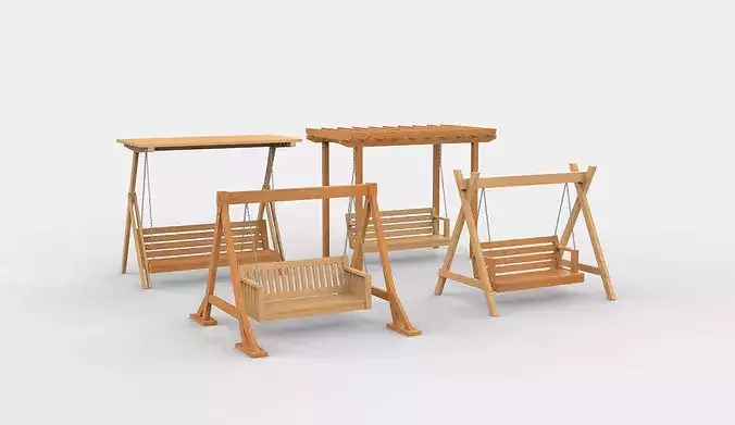 Wooden swing set 3D model