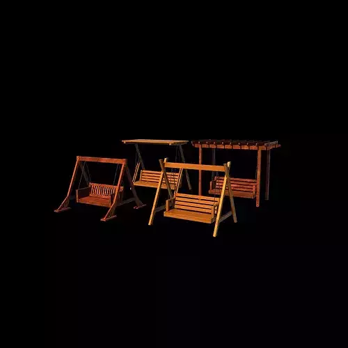 Wooden swing set 3D model 6