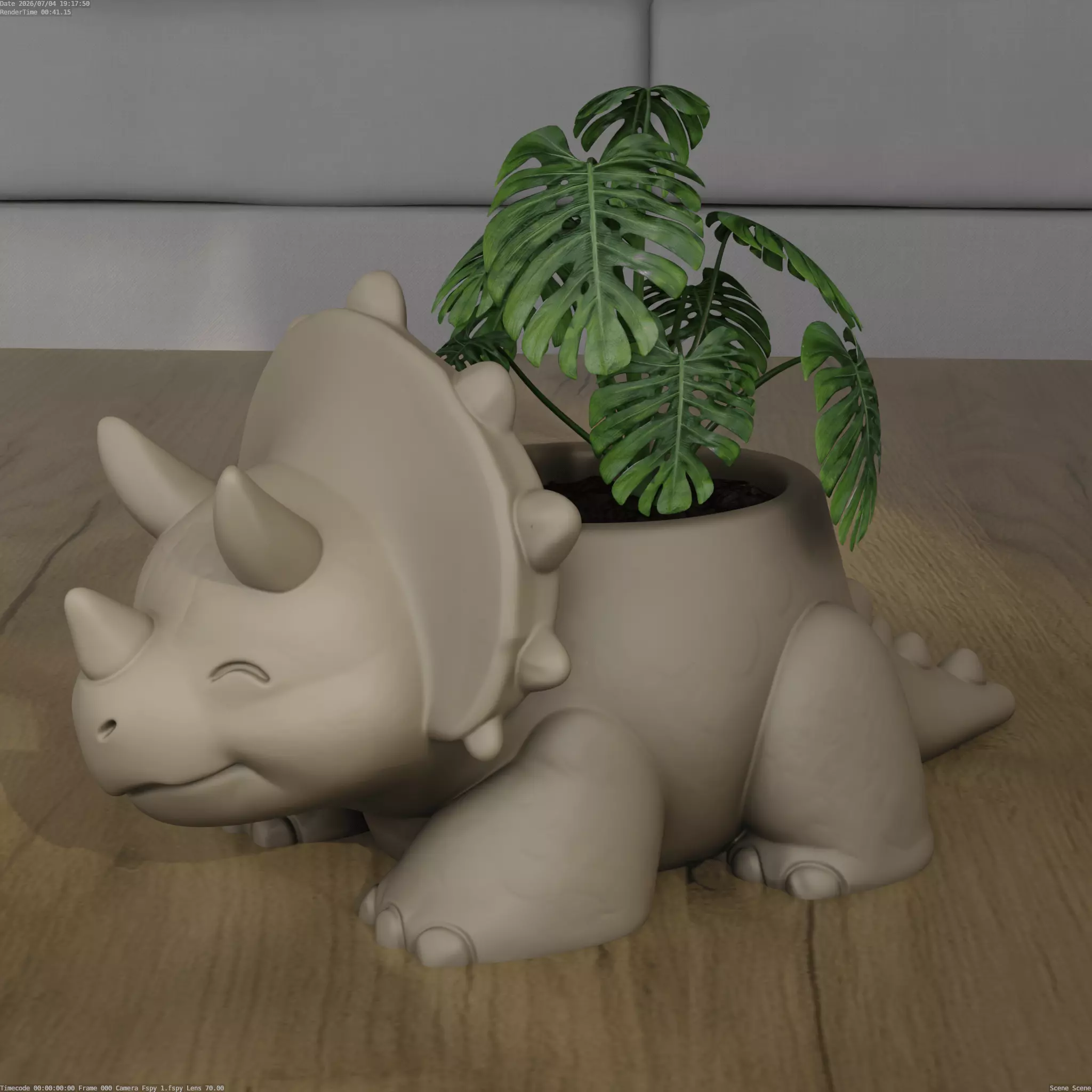 Cute Triceratops Dinosaur Planter 3D Print File 3D print model