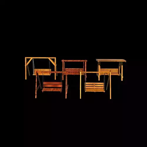 Wooden swing set 01 3D model 6