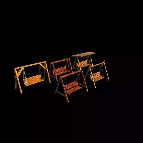 Wooden swing set 01 3D model 7
