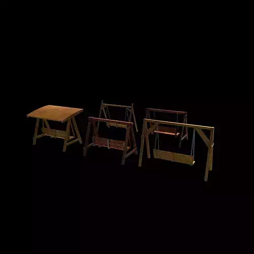 Wooden swing set 01 3D model 5