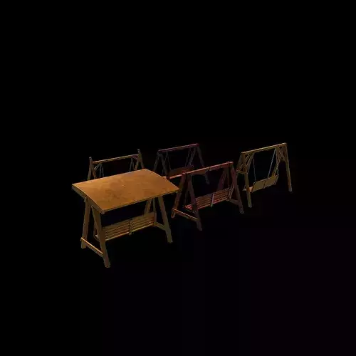 Wooden swing set 01 3D model 4