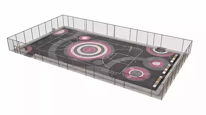 Realistic complex basketball court scene