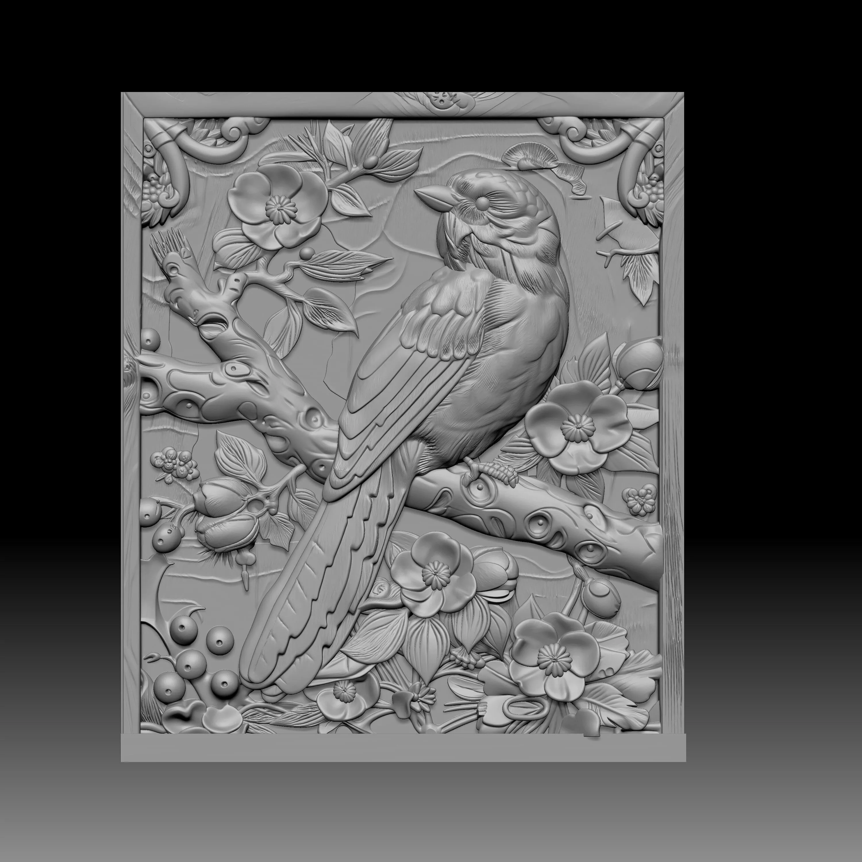 a cardinal bird perched on a cherry 3D print model