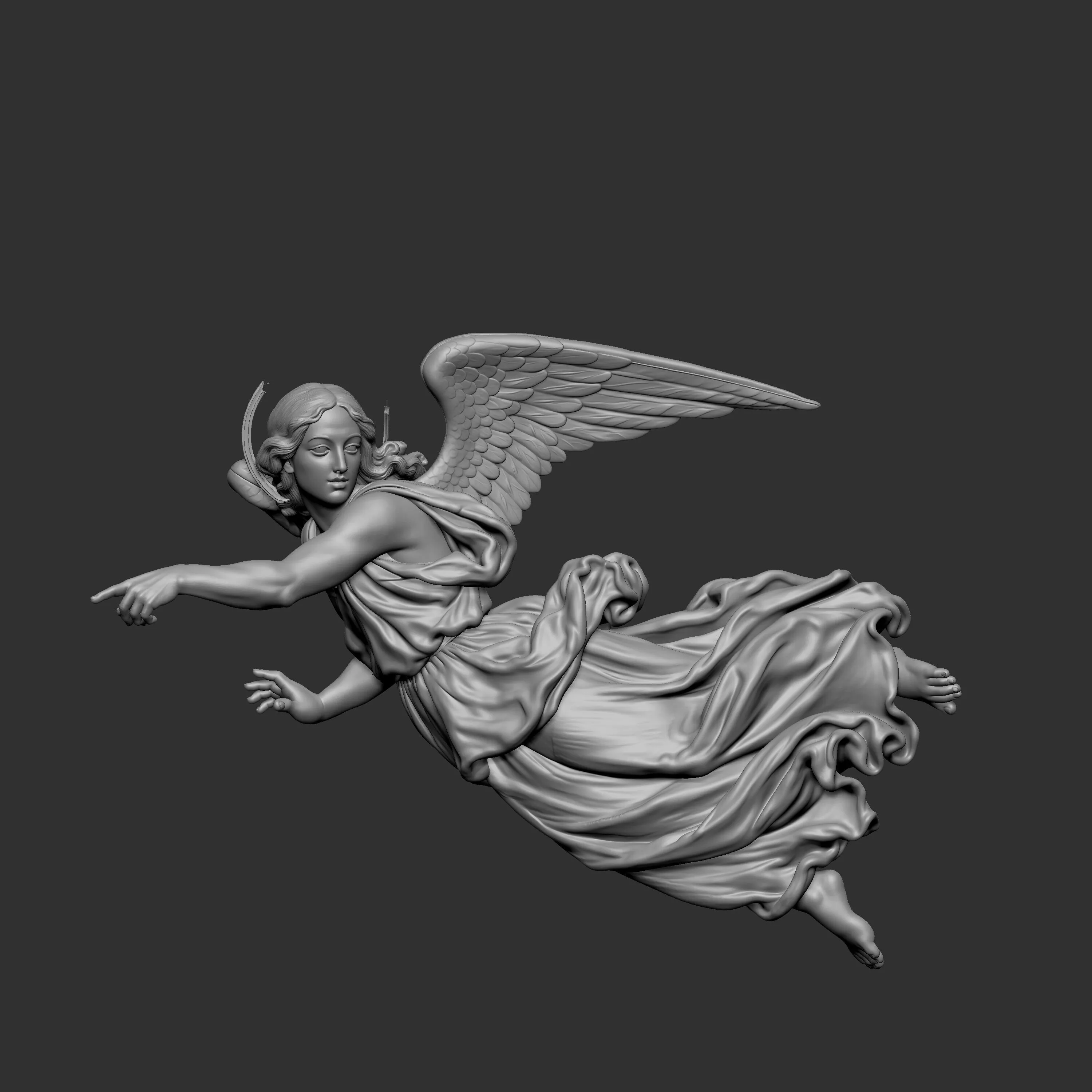 3D digital sculpture of a floating angel 3D print model