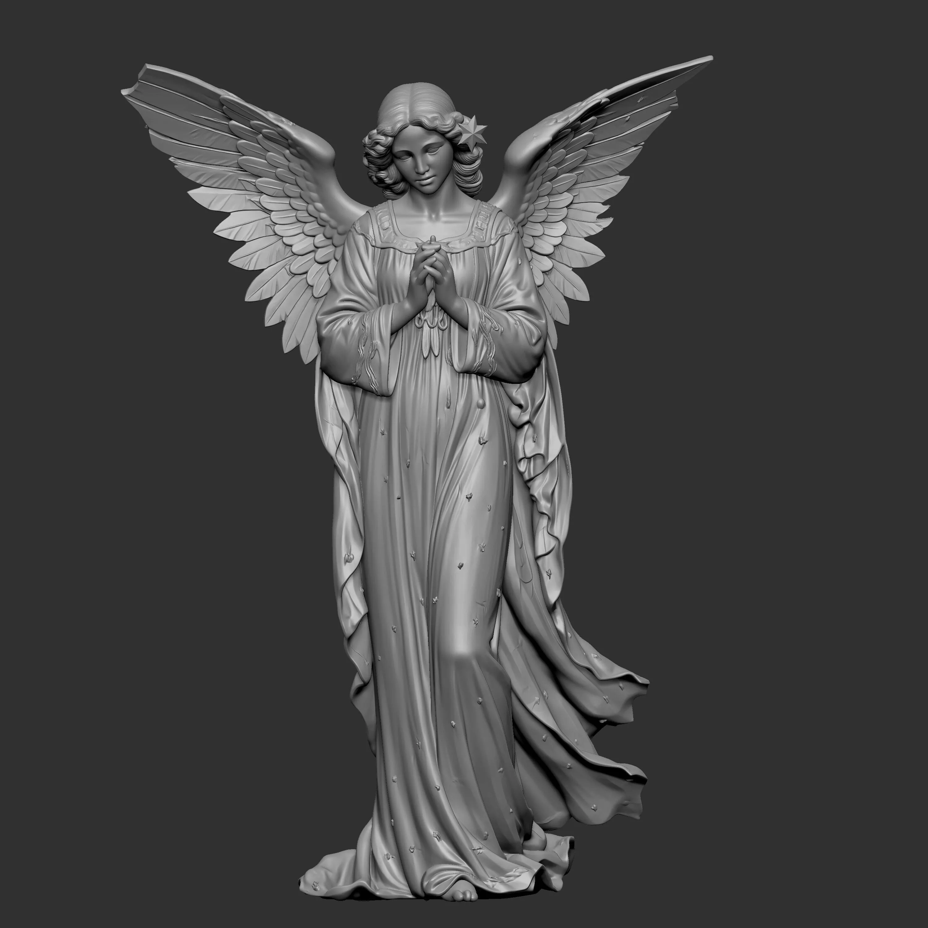 3D digital sculpture of a floating angel 3D print model