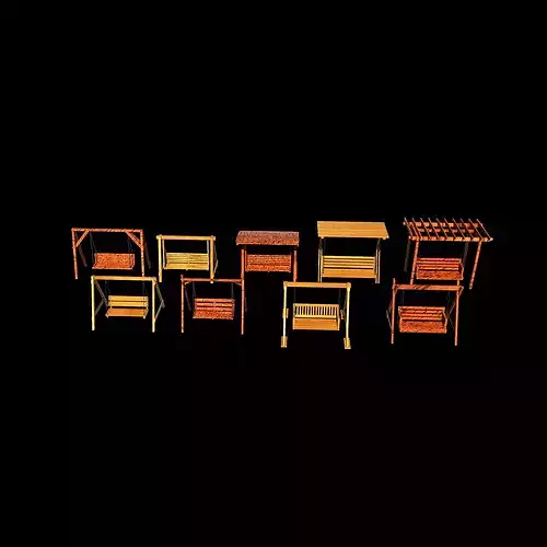 Wooden swing all 3D model 3