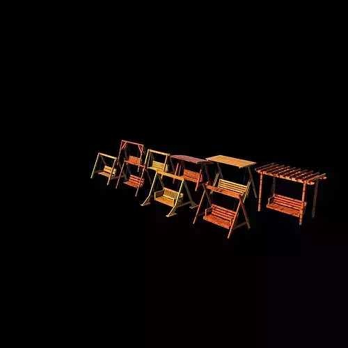 Wooden swing all 3D model 6