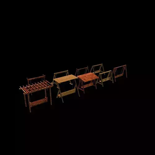 Wooden swing all 3D model 7