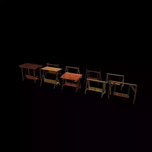 Wooden swing all 3D model 5