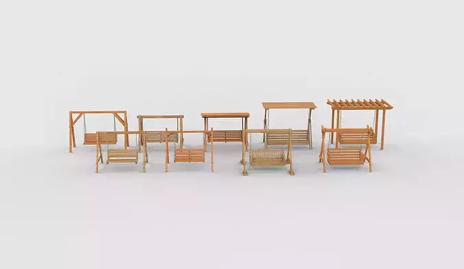 Wooden swing all 3D model 2