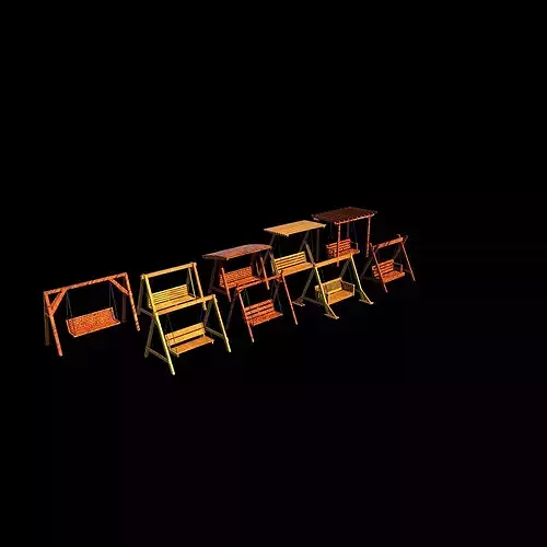 Wooden swing all 3D model 4