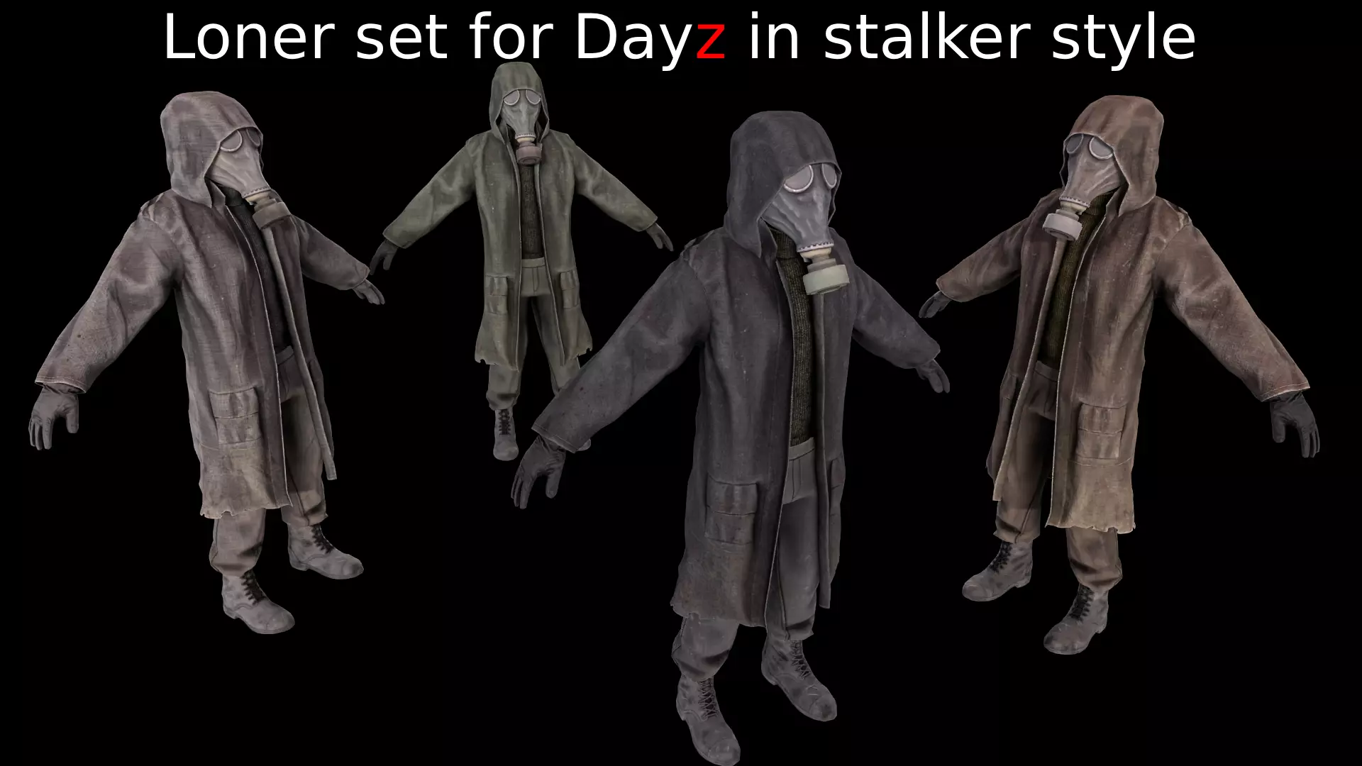 Loner suit set for DayZ in stalker style Low-poly 3D model