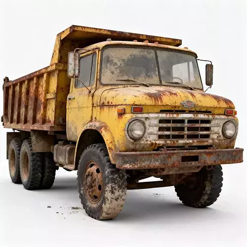 Rusted Vintage Yellow Dump Truck