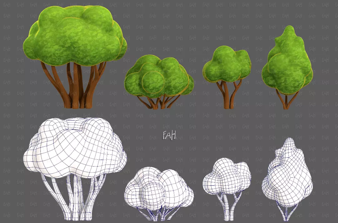 Trees Cartoon V66 Low-poly 3D model