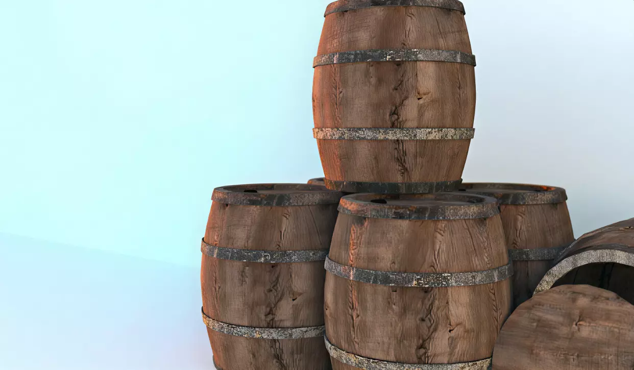 WOODEN BARREL Low-poly 3D model