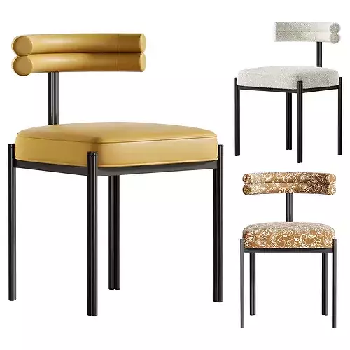 Industrial Velvet Dining Room Chair 3D model