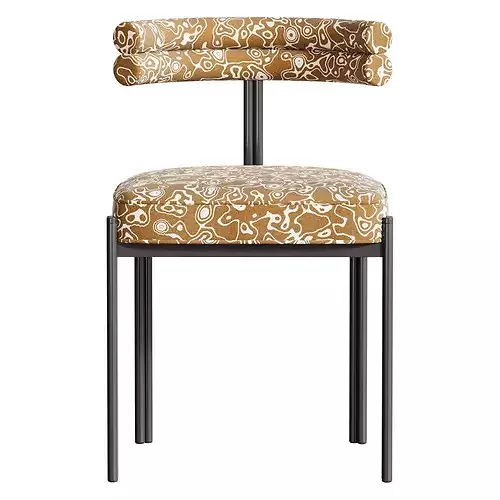 Industrial Velvet Dining Room Chair 3D model 4