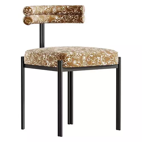 Industrial Velvet Dining Room Chair 3D model 3