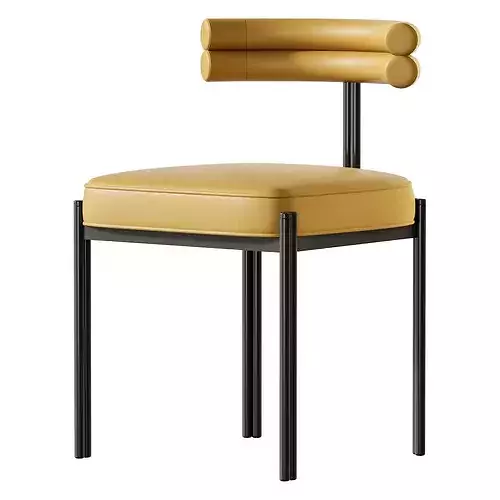 Industrial Velvet Dining Room Chair 3D model 7