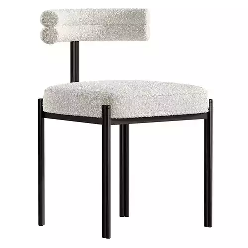 Industrial Velvet Dining Room Chair 3D model 2