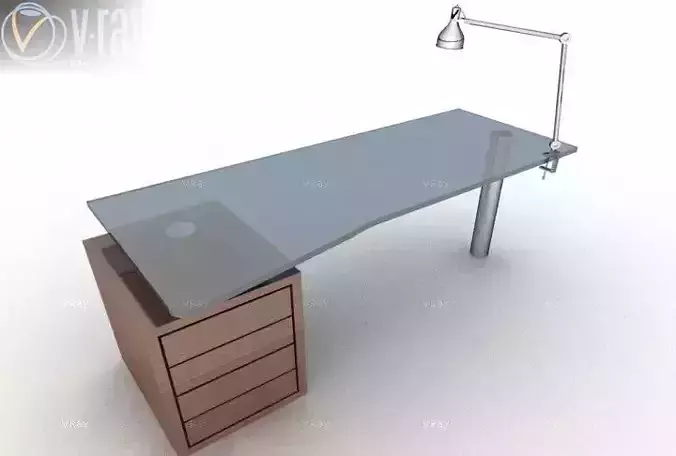 Study Table with lamp 3D model