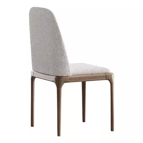Leather Scandinavian Restaurant Side Chair 3D model 6