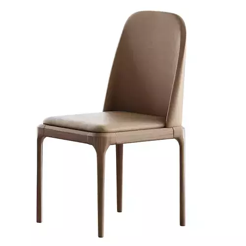 Leather Scandinavian Restaurant Side Chair 3D model 7