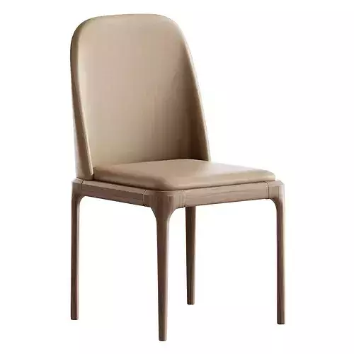 Leather Scandinavian Restaurant Side Chair 3D model 2