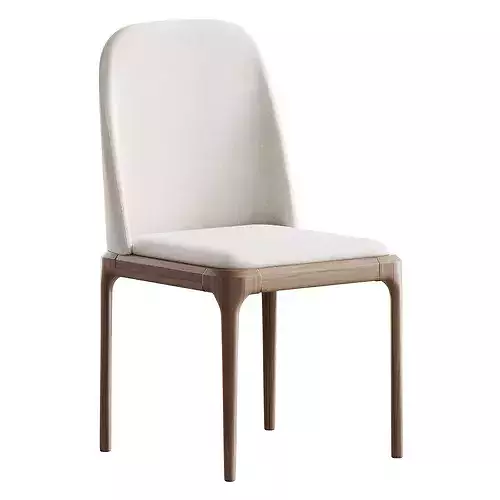 Leather Scandinavian Restaurant Side Chair 3D model 4