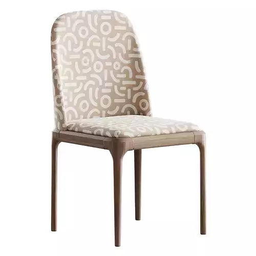 Leather Scandinavian Restaurant Side Chair 3D model 3