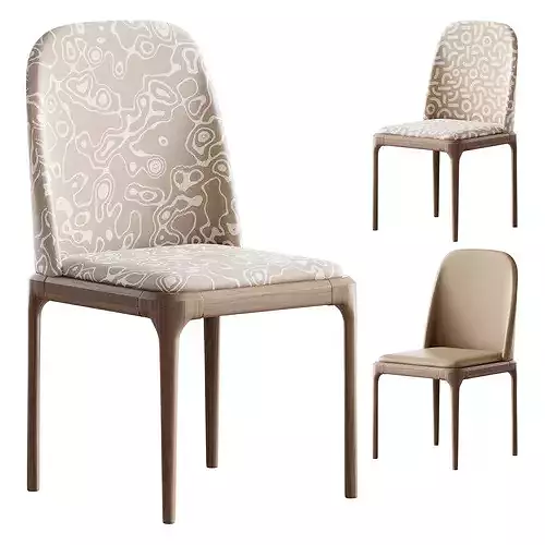 Leather Scandinavian Restaurant Side Chair 3D model