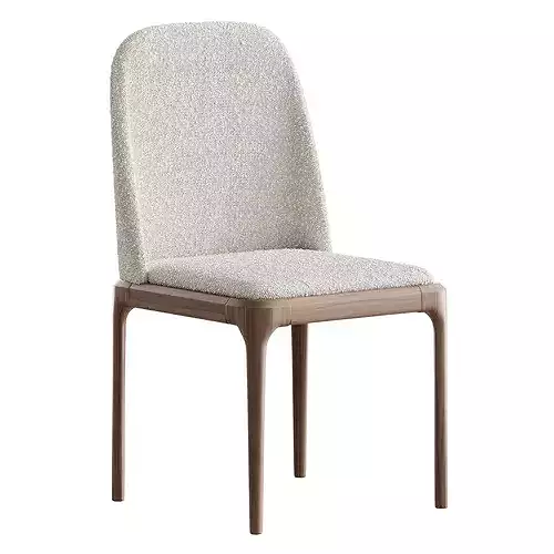 Leather Scandinavian Restaurant Side Chair 3D model 5