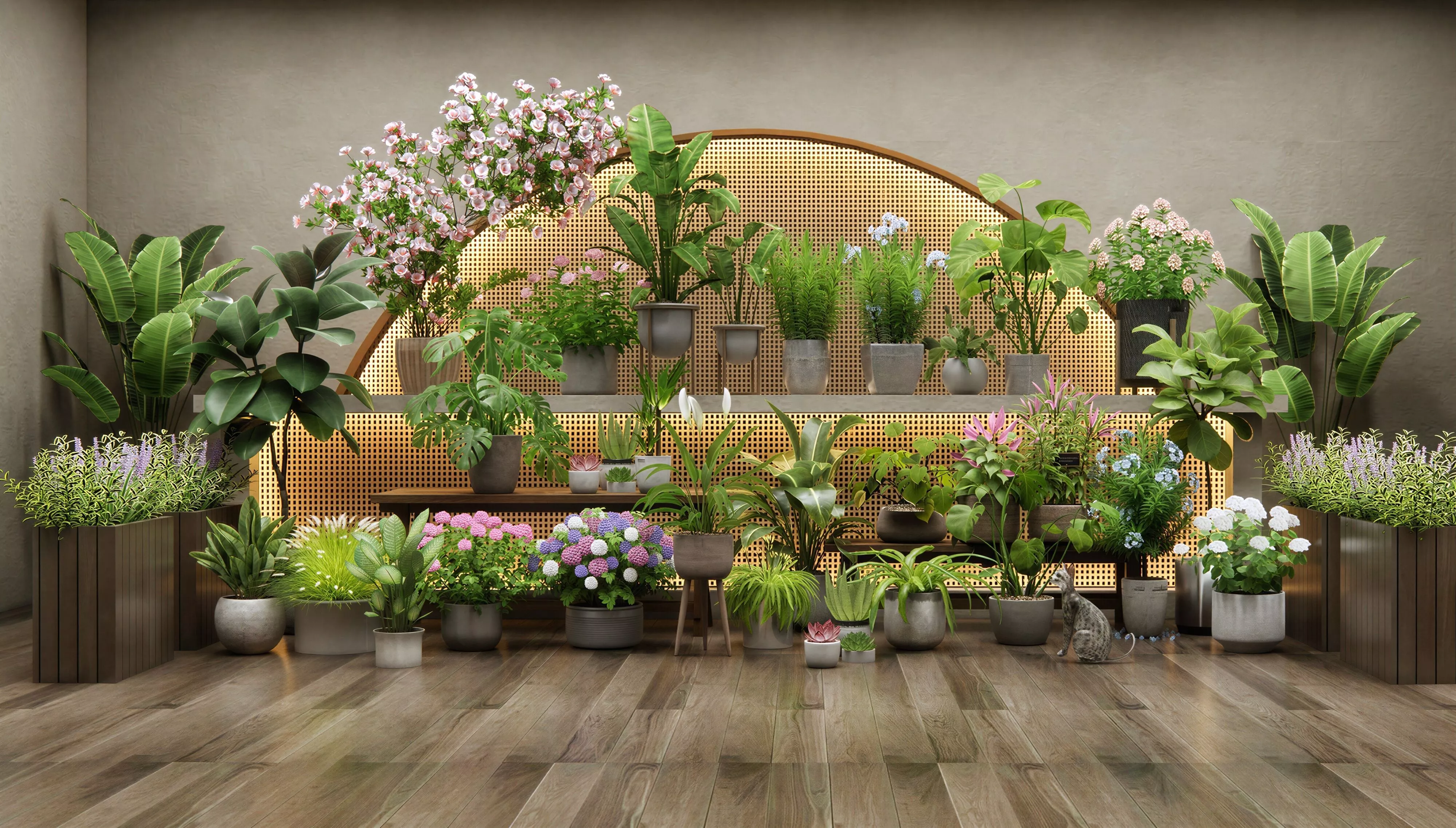 Indoor Green Plant Display Wall 3D Scene 3D model
