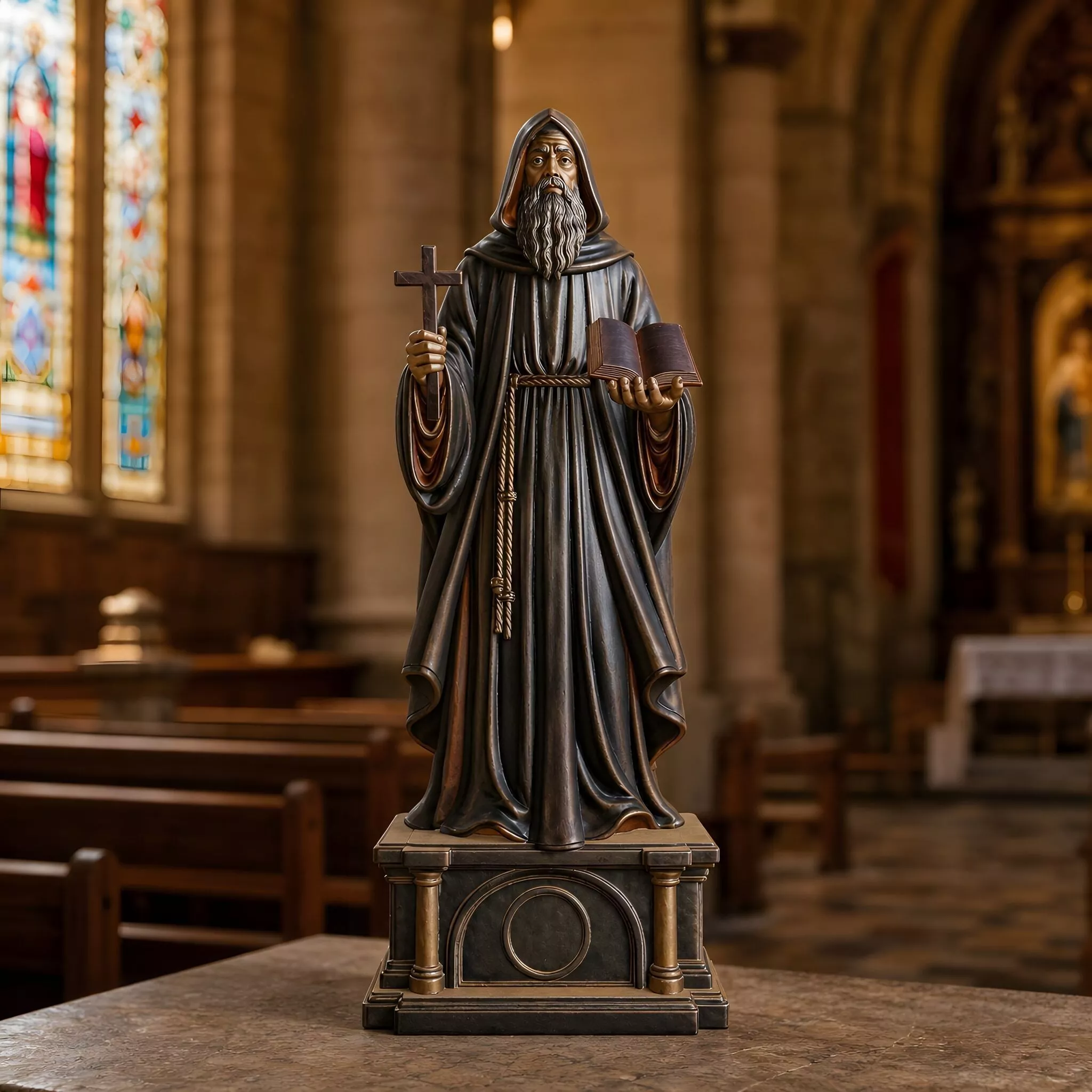 Saint Benedict Religious Statue 3D Print Model 3D print model