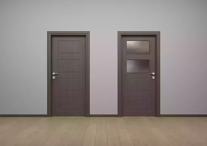  Modern Interior Wood Door - Real Wood UVW Maps -  MUTE 4-4C