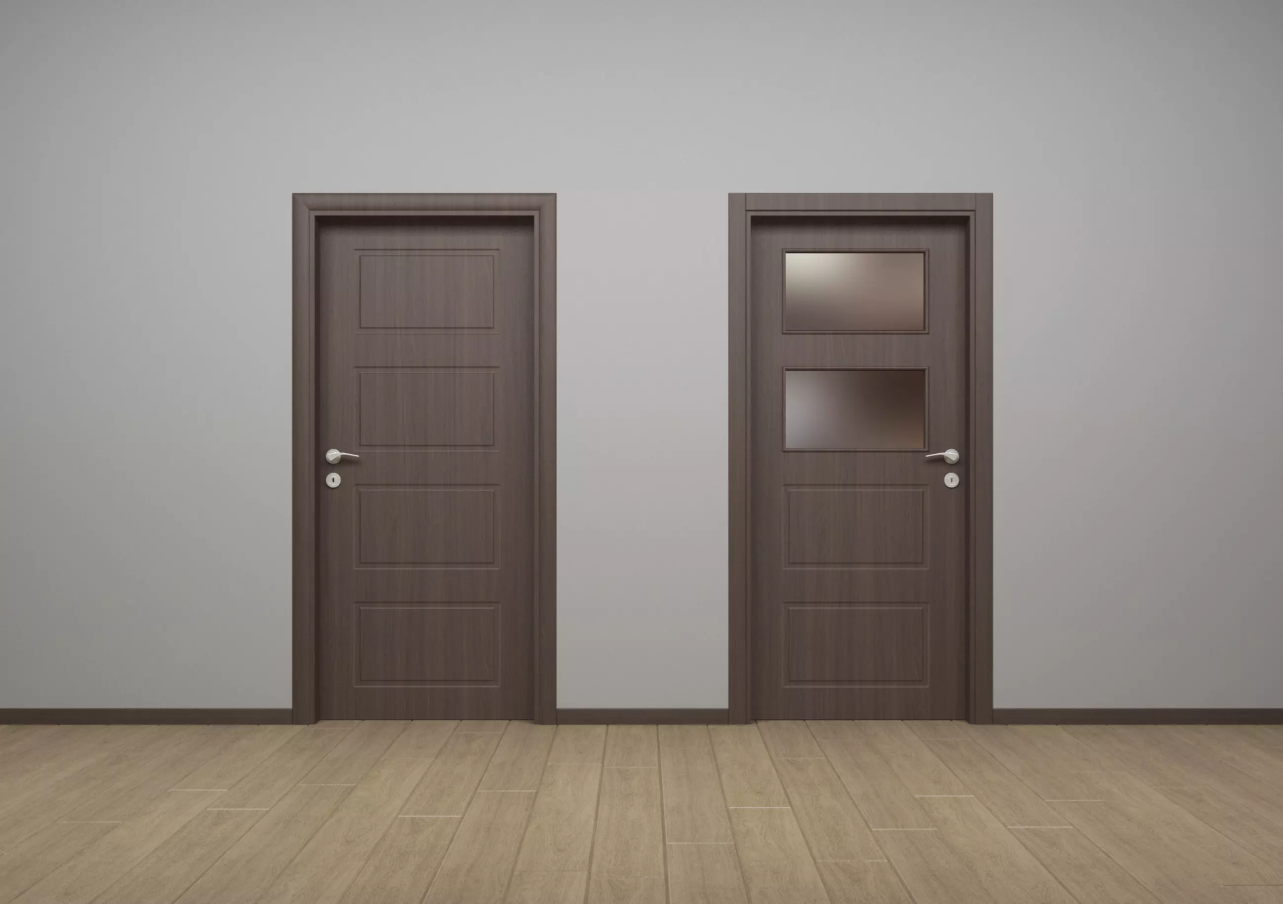  Modern Interior Wood Door - Real Wood UVW Maps -  MUTE 4-4C 3D model_0