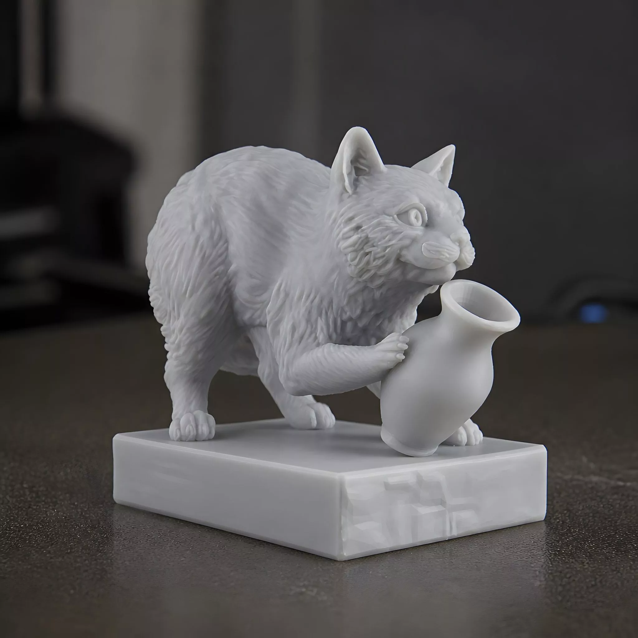 Mischievous Cat Knocking Object 3D Print Model 3D print model