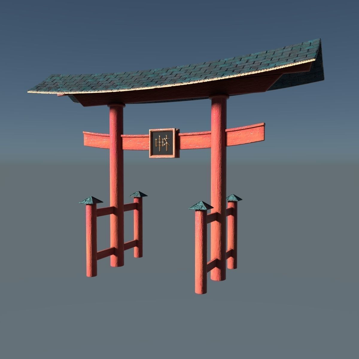 Japanese Torii Low-poly 3D model_2