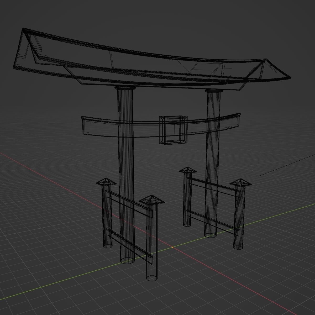 Japanese Torii Low-poly 3D model_4