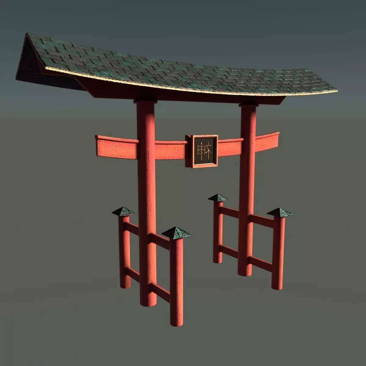 Japanese Torii Low-poly 3D model_0