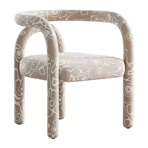 Modern Design Armless Open Back Chairs Fabric Dining Chairs 3D model 4