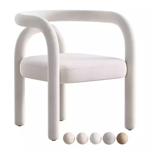 Modern Design Armless Open Back Chairs Fabric Dining Chairs 3D model